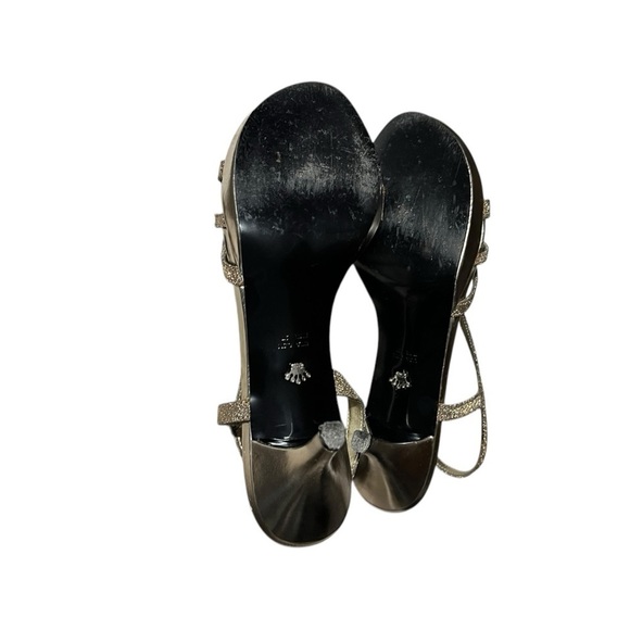 🌻Nina Neely Asymmetrical Bronze Glitter Formal Event Sandals Shoes Size 6.5 - Picture 7 of 10